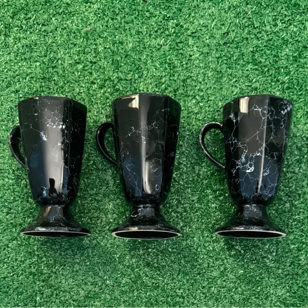 Elegant Black Marble Coffee Mugs Set